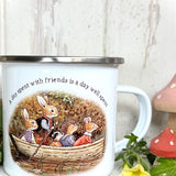 12oz Enamel Mug- A Day Spent With Friends - Foxwood Tales