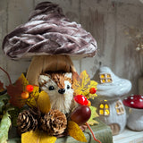 Autumn Toadstool House With Baby Fox