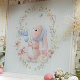 Hello Spring Birdsong Bluebell Bunny Chopping/Serving Board