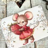 Cardlettes - Pack Of Five, Strawberry Mouse