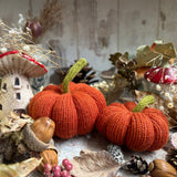 Sweet Little Pair Of Knit Pumpkins