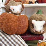 Adorable Felt Mouse In Pumpkin (Brown)