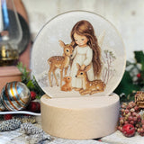 Cute Little Nostalgic Illuminated Christmas Scene/Lamp - Round - Sweet Angel