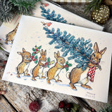 Pack Of Five Christmas Cards - Bringing Home The Tree - Molly Brett - G200