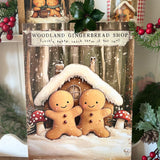 Christmas A4 Wooden Picture Board - Woodland Gingerbread Shop