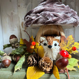 Autumn Toadstool House With Baby Fox