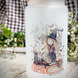 Glass Tumbler With Bamboo Lid And Straw - Wildflower Witch