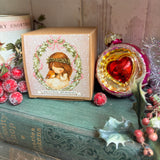 Vintage Style Christmas Bauble In Cute Box - Christmas Memories - Pink Heart Bauble