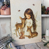 Christmas A4 Wooden Picture Board - Angel And Friends