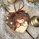 Sweet Little Ceramic Heart -  Christmas - Always Close By (Angel and Robin)