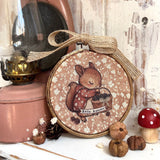 Vintage Inspired Fabric Hoop - Hello Autumn - Squirrel - Autumn 25