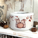 Sweet Little Ceramic Tea Light Holder - Pumpkin Mice - Autumn 25