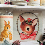 Cute Christmas Deer Square Chopping/Serving Board
