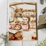 A5 Wooden Picture Board - Baking Hedgehog