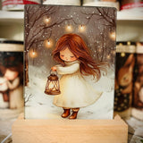 Cute Little Nostalgic Illuminated Christmas Scene/Lamp - Rectangular - Angel With Lamp