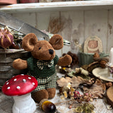Adorable Little Mouse With Green Gingham Trousers & Hand Knitted Jumper