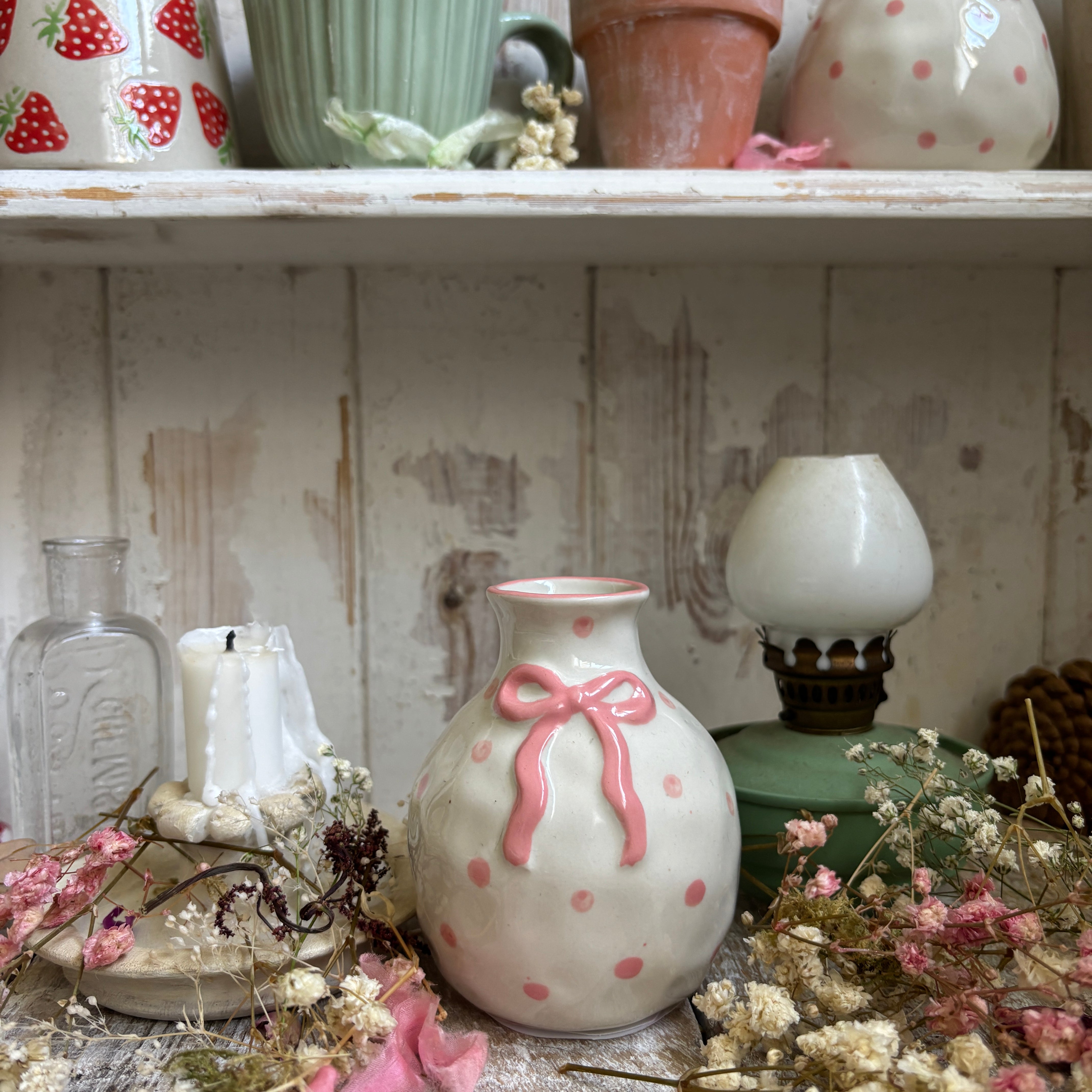 Cute Pink Bow Mini Vase