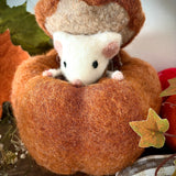Super Cute Felted Mouse In Pumpkin