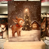 Cute Little Nostalgic Illuminated Christmas Scene/Lamp - Rectangular - Little Deer