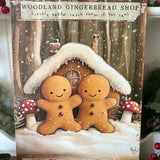 Christmas A4 Wooden Picture Board - Woodland Gingerbread Shop