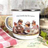 12oz Enamel Mug- What A Lovely Day For A Picnic - Foxwood Tales