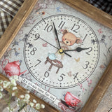 Sweet Rustic Wishing Wood Bear Clock