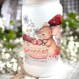 Glass Tumbler With Bamboo Lid And Straw - Little Mouse