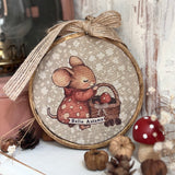 Vintage Inspired Fabric Hoop - Hello Autumn - Mouse - Autumn 25