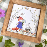Sweet Mini Rustic Picture - Woodland Fox And Bunny