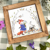 Sweet Mini Rustic Picture - Woodland Fox And Bunny