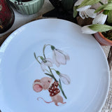 Cute 8” Ceramic Plate - Snowdrop Mouse