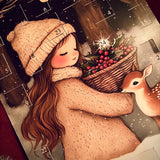 Vintage Style Advent Calendar - Winter Girl and Deer