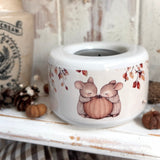 Sweet Little Ceramic Tea Light Holder - Pumpkin Mice - Autumn 25