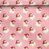 Three Sheets Of Printed Christmas Gift Wrap - Pink Retro Santa