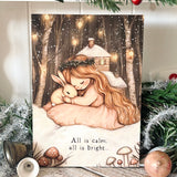 Christmas A5 Wooden Picture Board - All Is Calm, All Is Bright