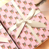 Three Sheets Of Printed Christmas Gift Wrap - Pink Kitschy Deer