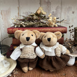 Adorable Little Bear Wearing Brown Cord Skirt And Cardigan (Mini)