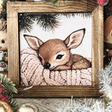 Sweet Mini Rustic Framed Print - Cosy Deer