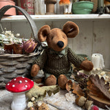 Soft Mouse With Green Gingham Trousers & Hand Knitted Jumper