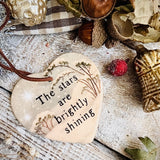 Christmas - Sweet Little Ceramic Heart - The Stars Are Brightly Shining