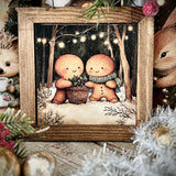 Sweet Mini Rustic Framed Print - Gingerbread Friends