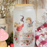 Glass Tumbler With Bamboo Lid And Straw - Hello Sunshine - Foxwood Tales