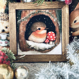 Sweet Mini Rustic Framed Print - Little Robin