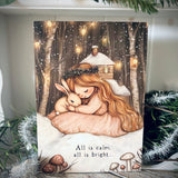 Christmas A5 Wooden Picture Board - All Is Calm, All Is Bright