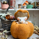 Adorable Felt Mouse In Pumpkin