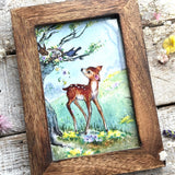 Fawn In Summer Woodland  - Margaret Lynes - Framed Postcard