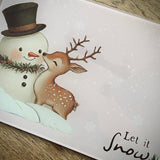 Christmas Snowman and Deer Glass Chopping/Serving Board