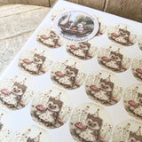 #2 Party Hedgehog Sticker Sheet - 35 Round Stickers