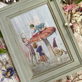 Fairies Painting Toadstools - Margaret W Tarrant - Framed Postcard