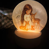 Cute Little Nostalgic Illuminated Christmas Scene/Lamp - Round - Sweet Angel